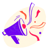 Megaphone and confetti