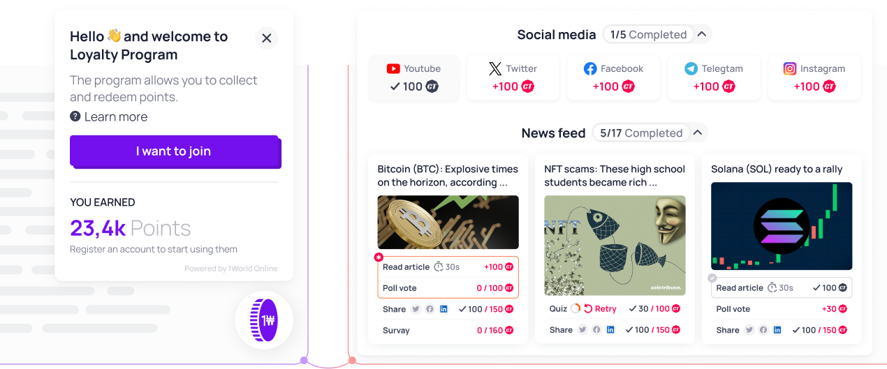 Tracker widget and Loyalty page